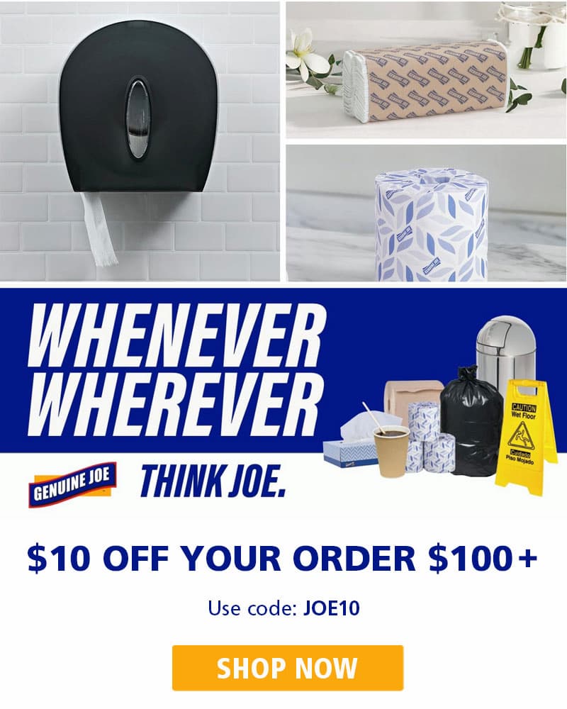 Save $10 on Genuine Joe products today!