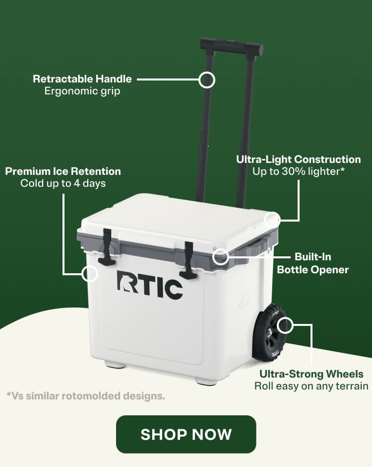 White 42 QT Ultra-light wheeled cooler