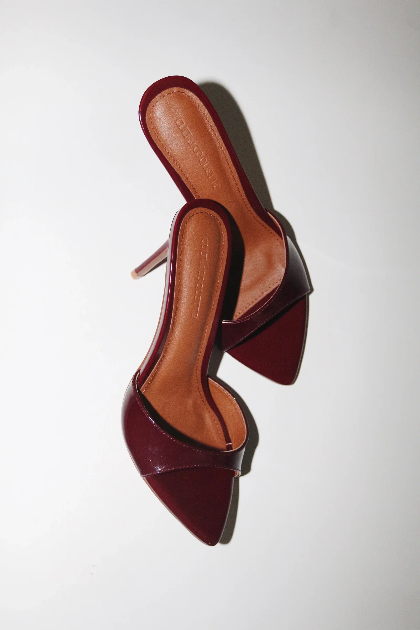 Image of Gia Wine Patent Leather Vegan Mules 80 mm