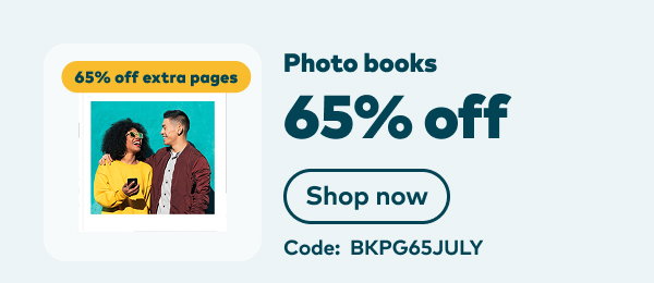 65% off photo books + extra pages. Code: BKPG65JULY. Shop now.
