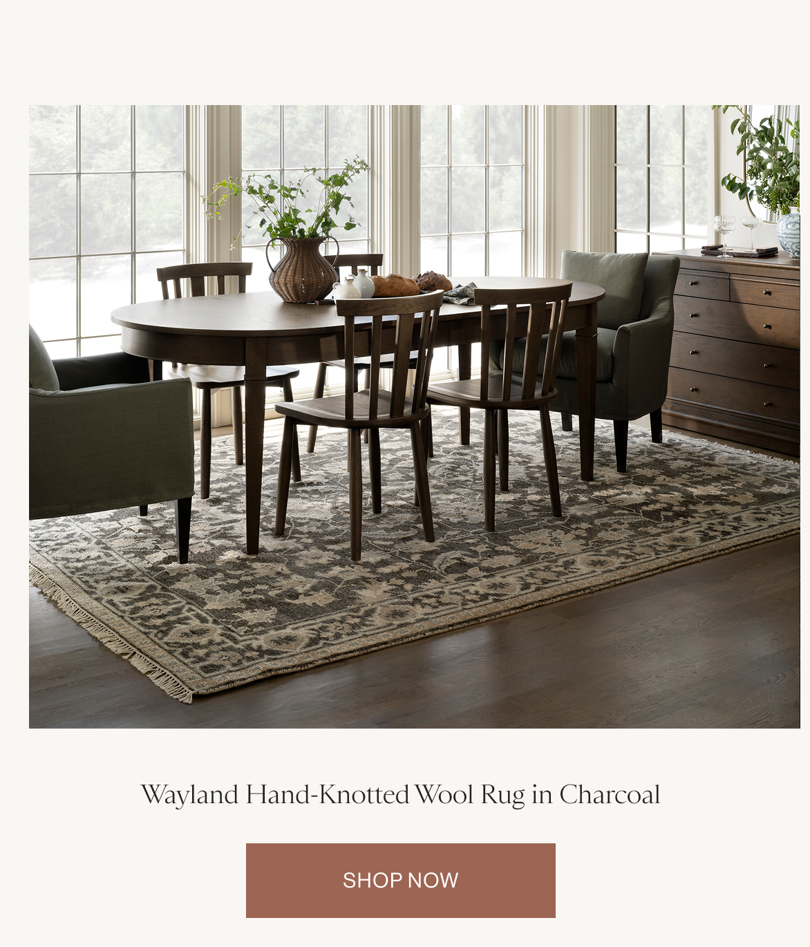 Wayland Hand-Knotted Wool Rug in Charcoal