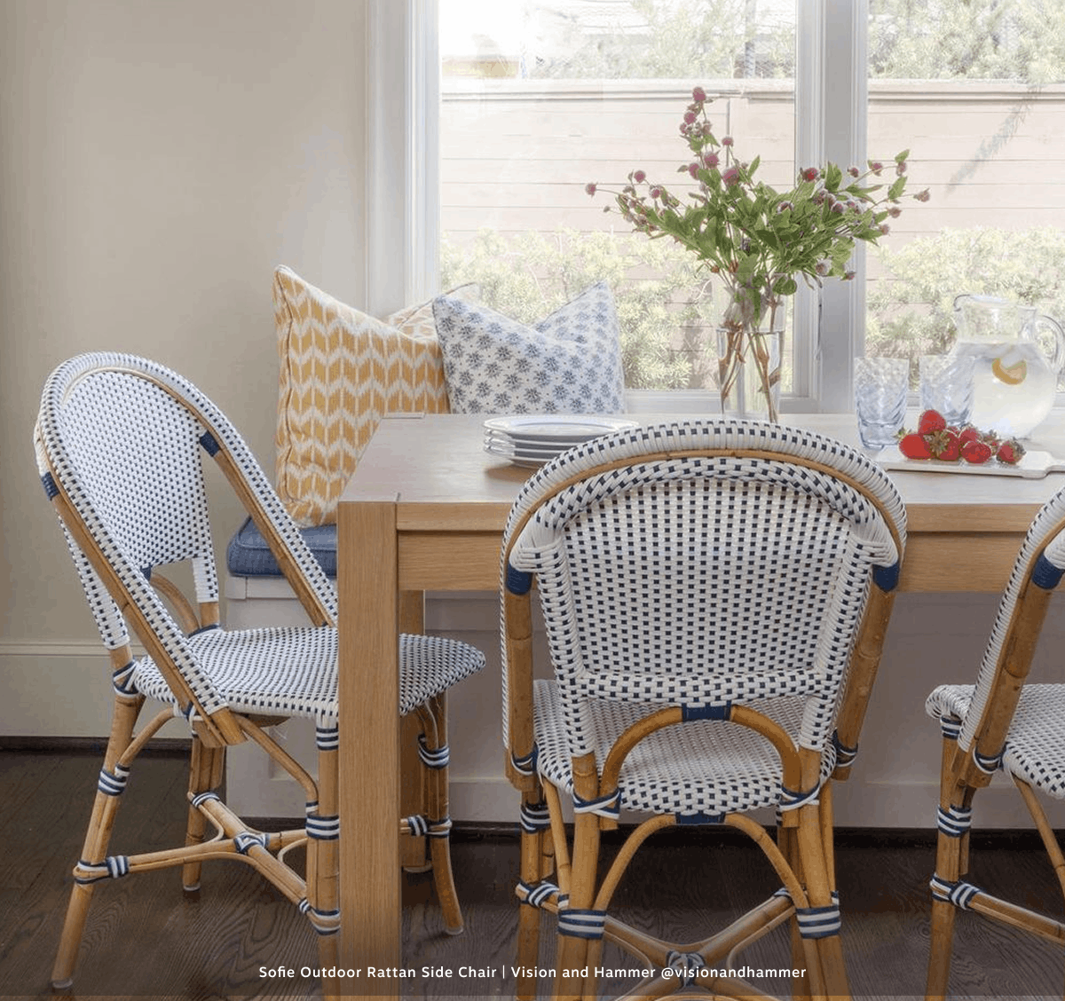 Sofie Almond Outdoor Rattan Side Chair