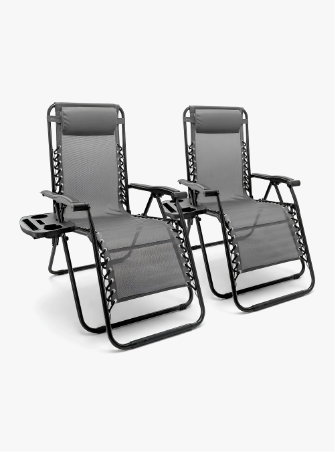 2 Piece Zero Gravity Chair Set - Grey