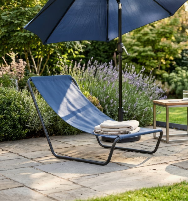 Navy Folding Beach Lounger