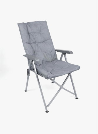High Back Padded Reclining Camping Chair - Grey