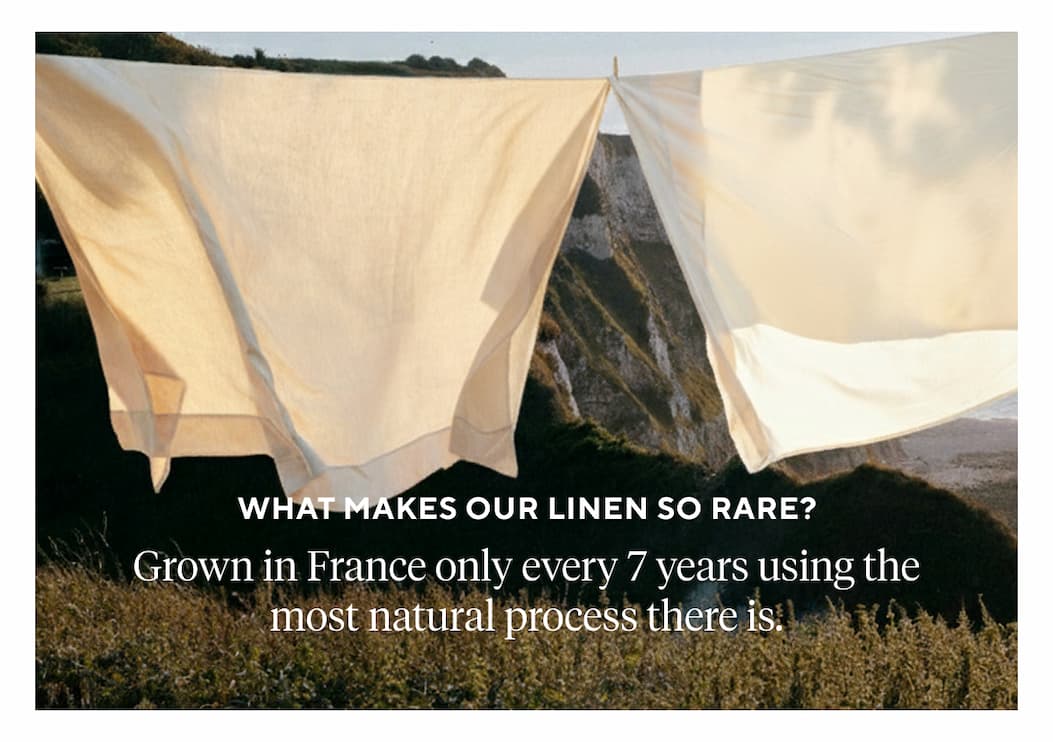 What makes our linen so rare? Grown in France only every 7 years using the most natural process there is.