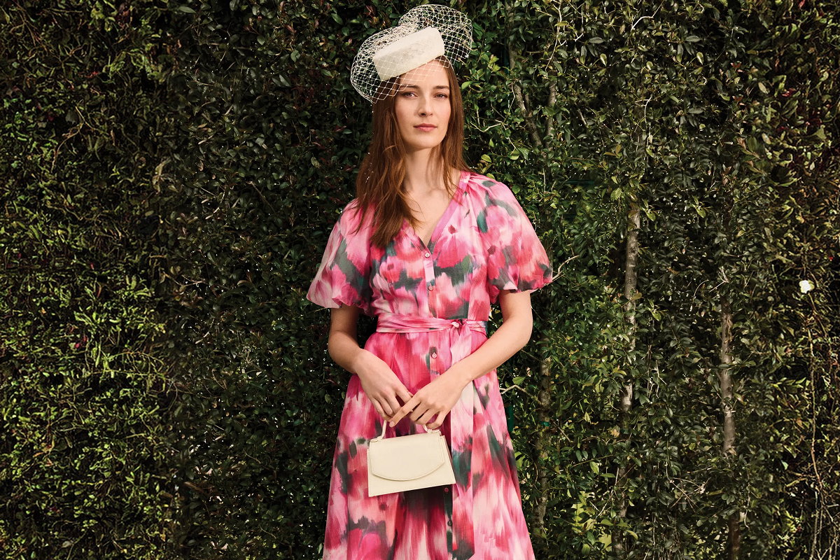 Caterina Pink Floral Midi Dress