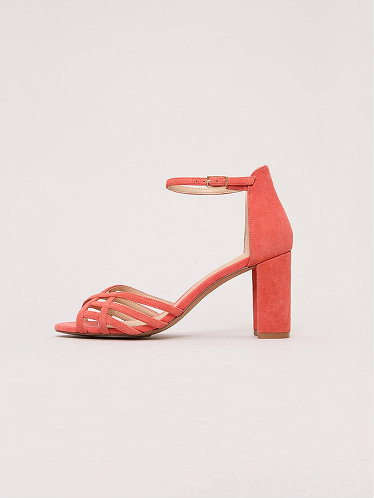 Suede Strappy High Block Sandals