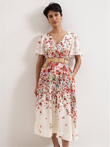 Lovette Cream Floral Midi Dress