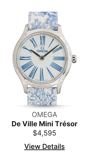 Omega De Ville Mini Tresor Steel on Blue Toile de Jouy