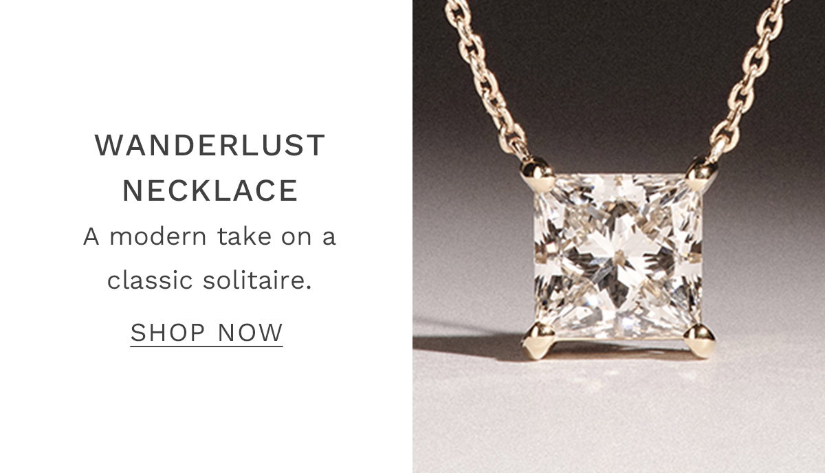 Wanderlust Floating Princess Cut Lab Diamond Solitaire Necklace 0.50ct H/SI in 9K Gold