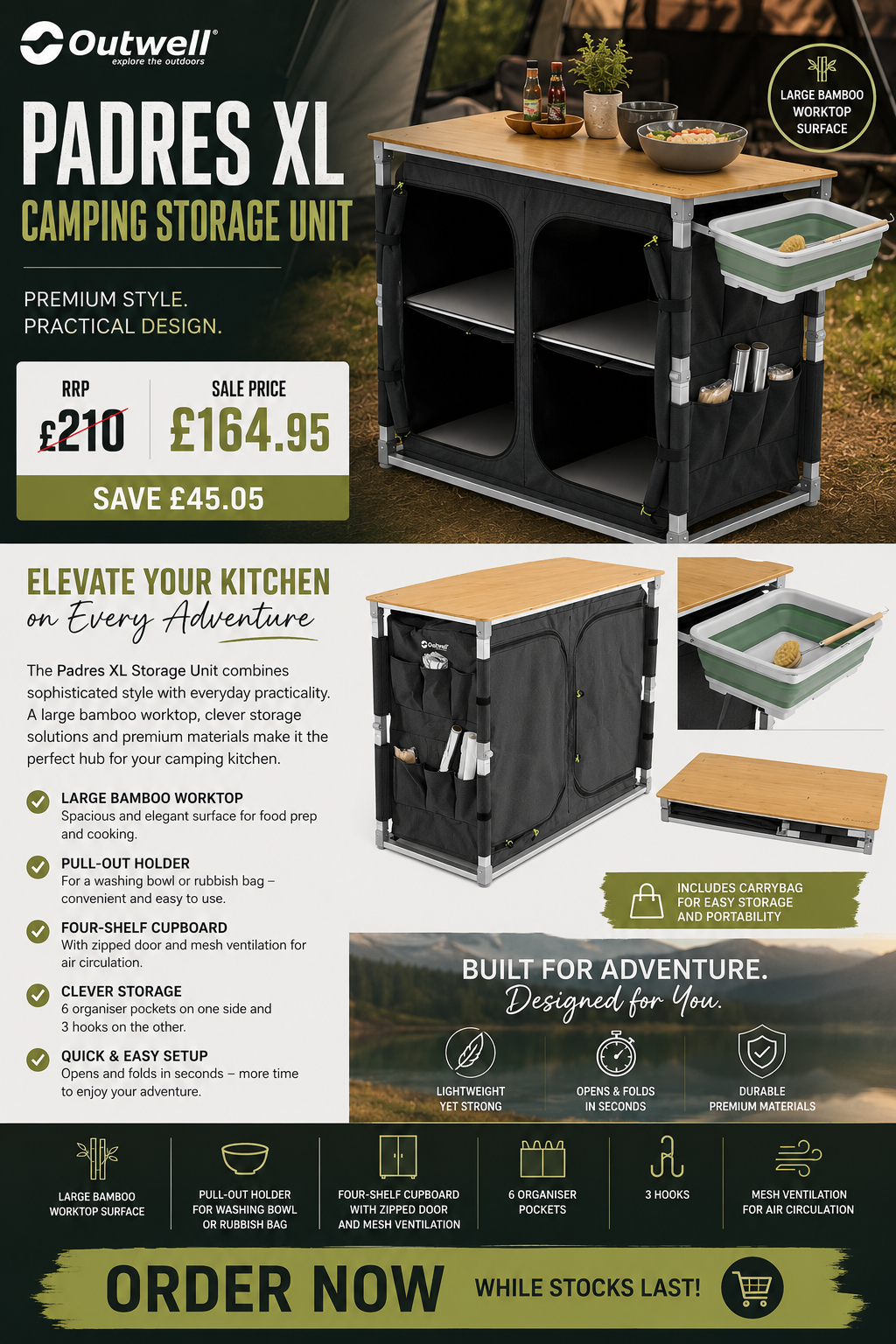 Outwell Padres XL Camping Storage Unit