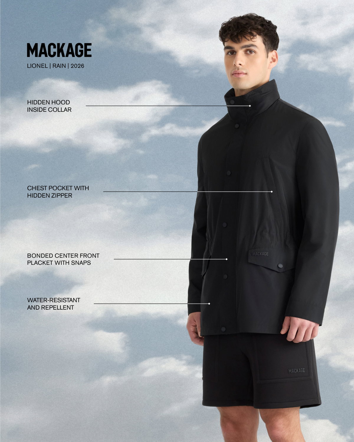 LIONEL Medium-Length Rain Jacket