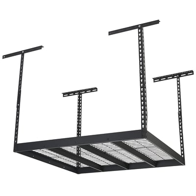 Klutch Garage Overhead Storage Rack, 48in.L x 48in.D, Adjustable 23in.–37in.H, 350-Lb. Capacity