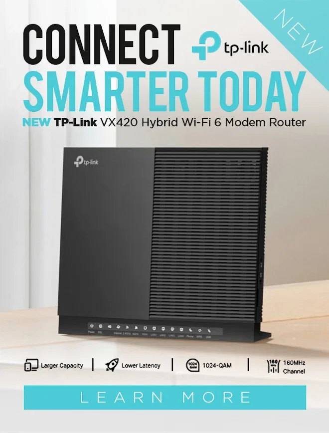 NEW TP-Link VX420 Hybrid Wi-Fi 6 Modem Router
