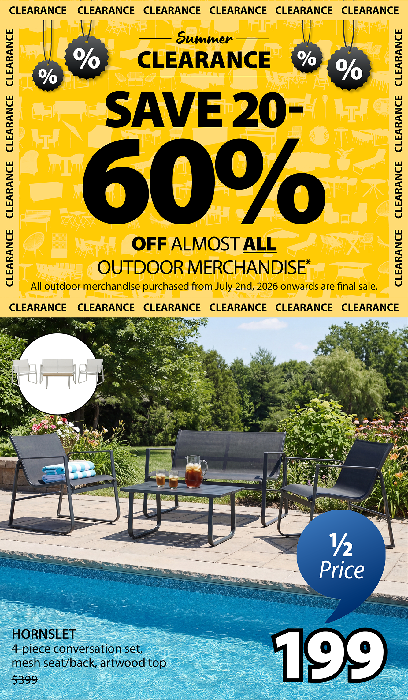 SAVE 20-60% OFF ALMOST ALL OUTDOOR MERCHANDISE*