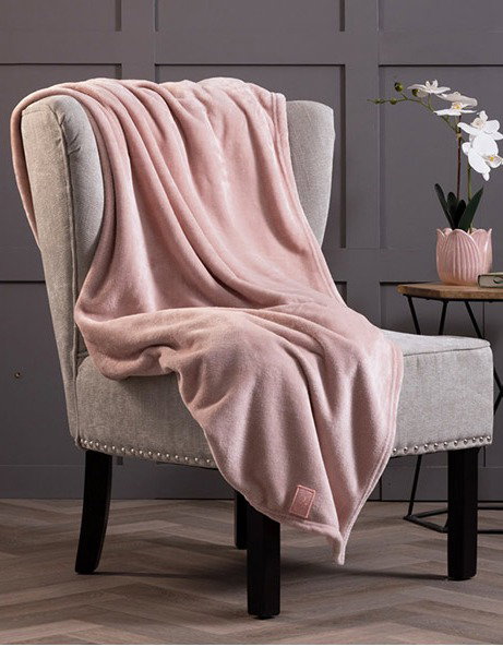 Luxury Fleece Thermal Blanket/Throw - Dusky Pink