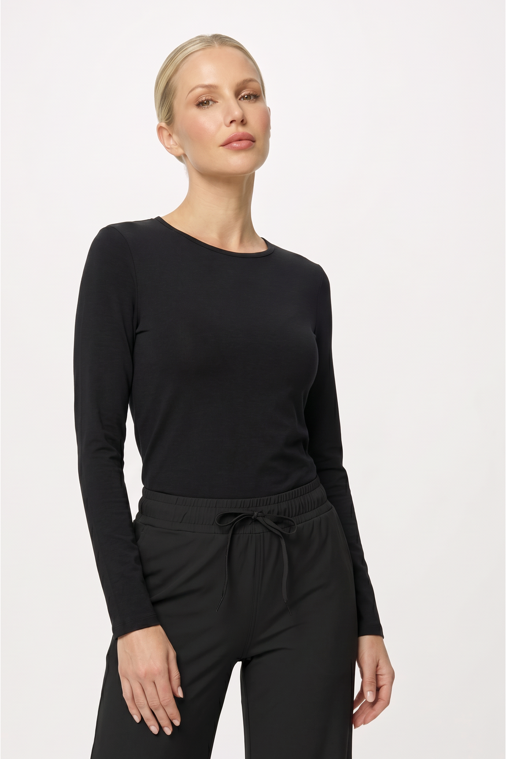 Image of SF Clothing Women's Feel Good Long Sleeve Stretch T Shirt, Black