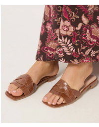 LTS Brown Twisted Block Mule Sandals In Standard Fit