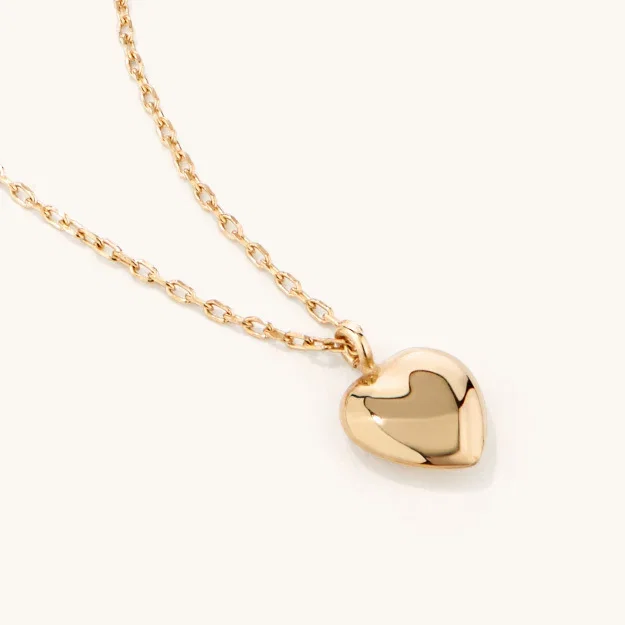 Cable Necklace with Heart Pendant in 9kt Bonded Gold Silver Filled