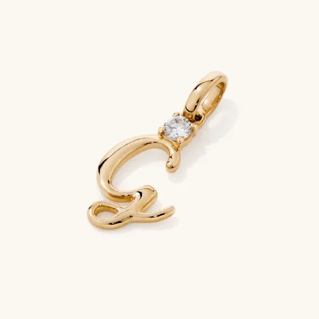 0.05ct Lab-Grown Diamond Initial Pendant in 9kt Yellow Gold
