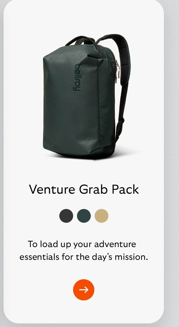 [Product name] Venture Grab Pack [Blurb] To load up your adventure essentials for the day’s mission.