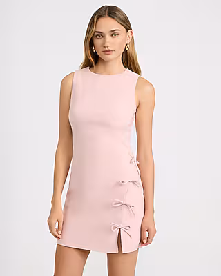 Crew Neck Bow Mini Sheath Dress
