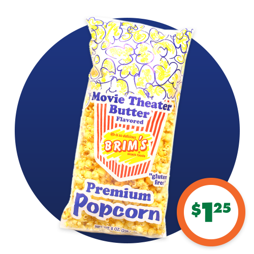 $1.25 Brim's® Butter-Flavored Popcorn, 8-oz.