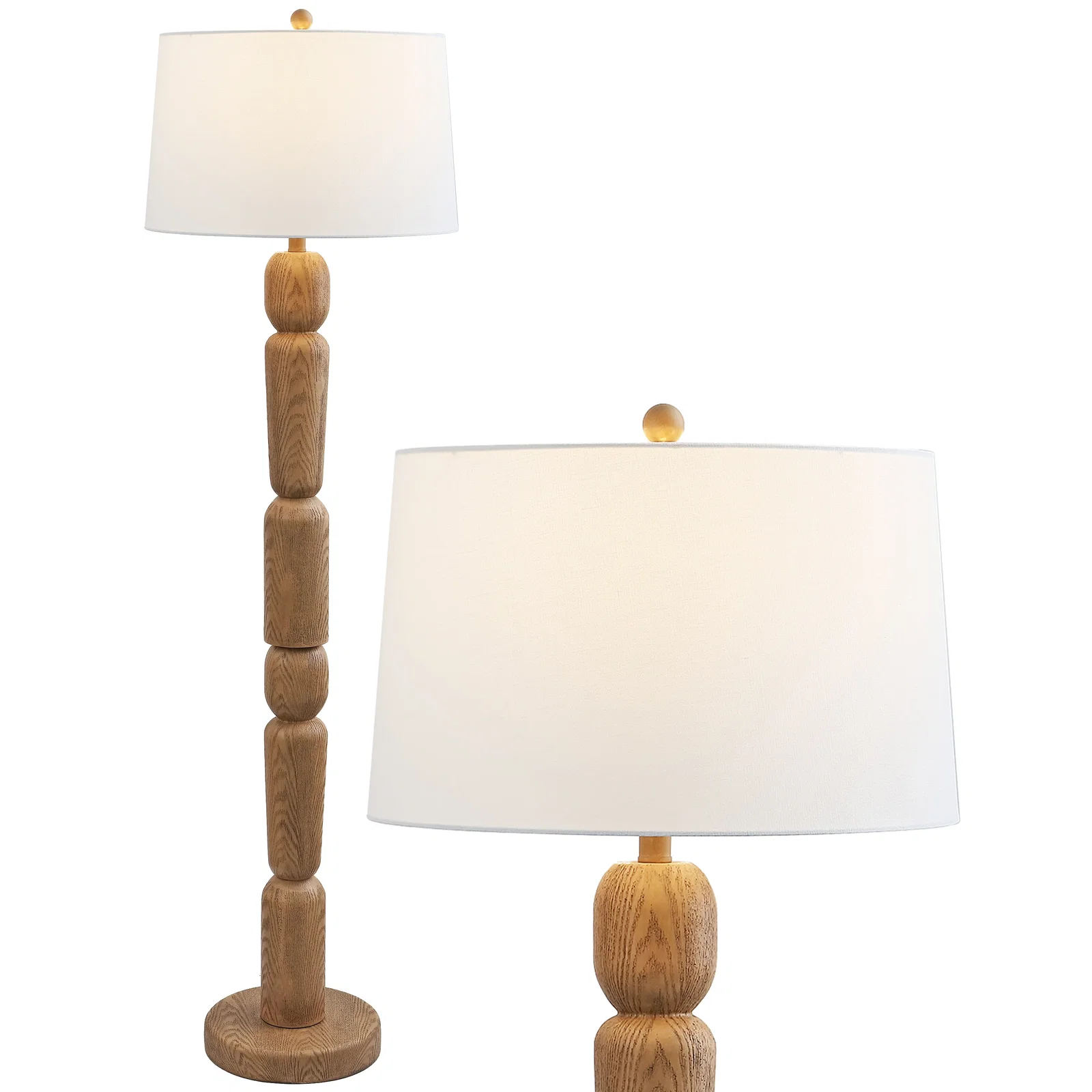 Image of Rustara 61.5" Cottage Farmhouse Turned Resin/Iron LED Floor Lamp