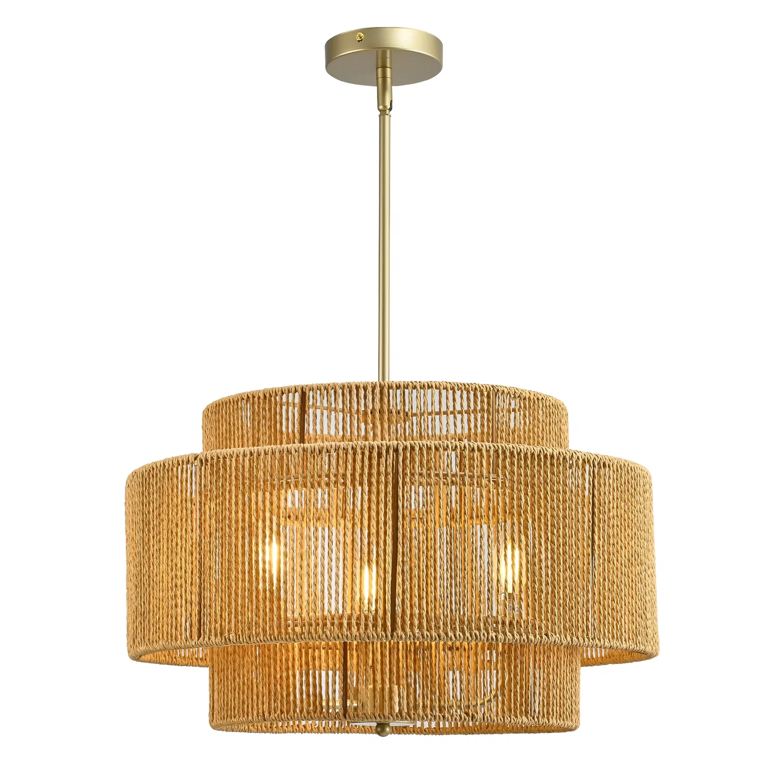 Image of Boho Rattan Chandelier, 3-Light