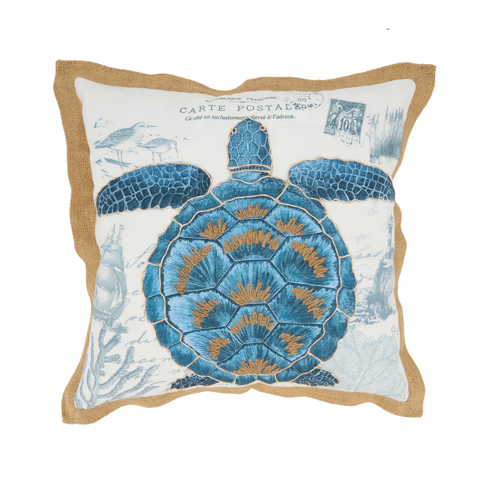 Image of Coastal Outdoor Turtle Polyester Filled Throw Pillow