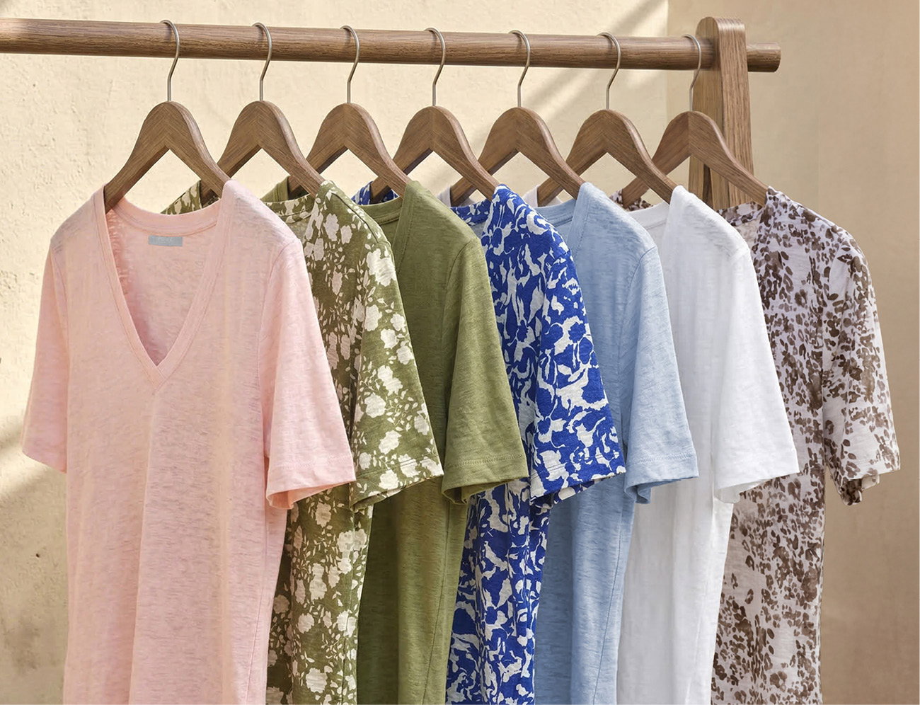 Linen Short Sleeve V Neck T-Shirt