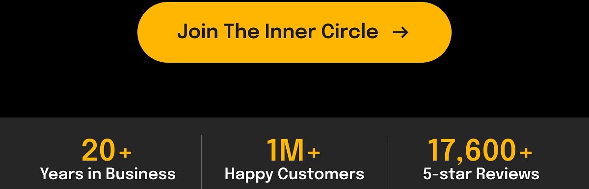 Join The Inner Circle 20+ Years in Business 1M+ Happy Customers 17,600+ 5-star Reviews