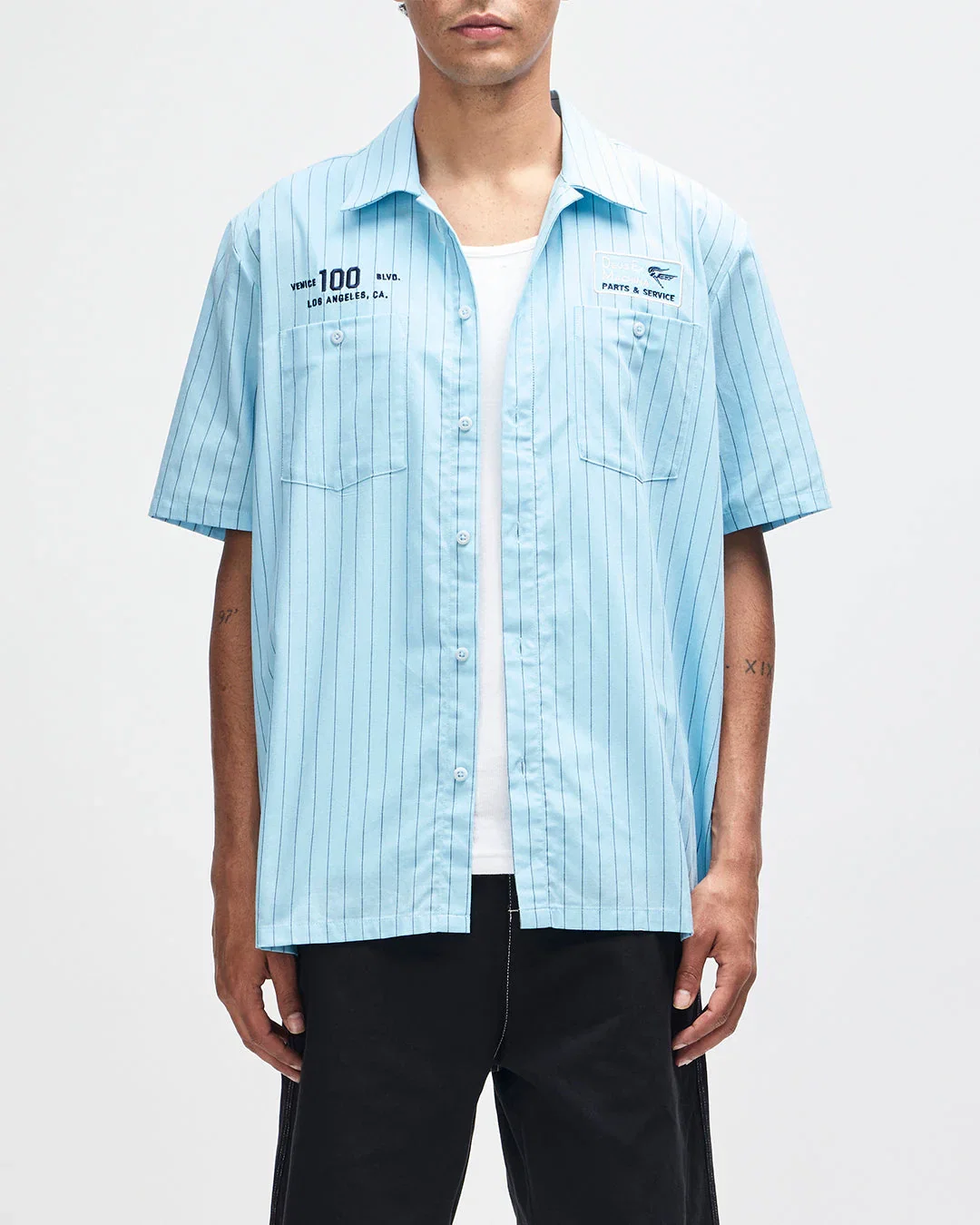 Image of Forecourt Stripe Shirt - Sky Blue