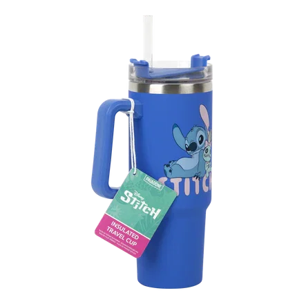 Disney Stitch Blue 900Ml Insulated Cup And Straw