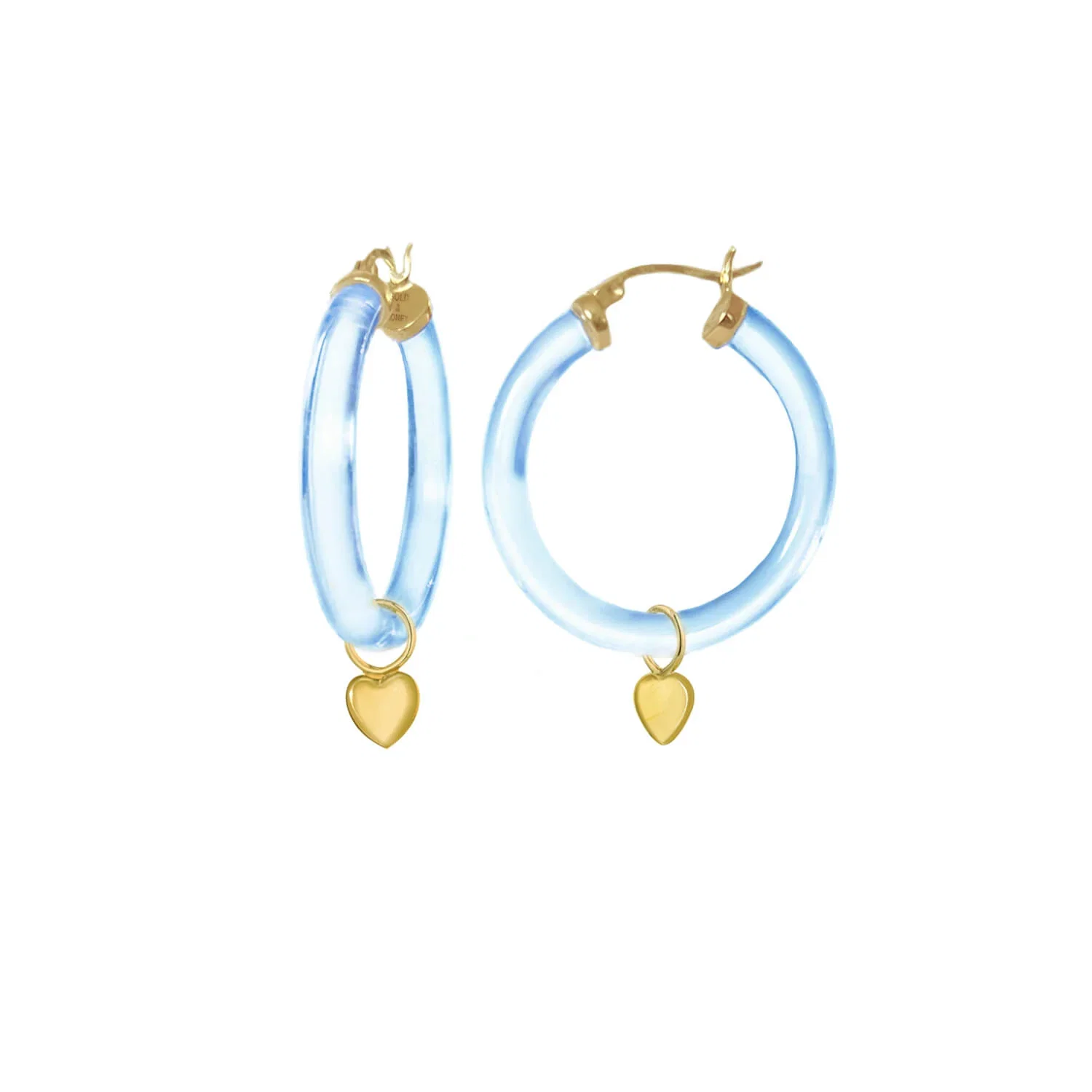 Image of Heart Charm Lucite Hoop Earrings