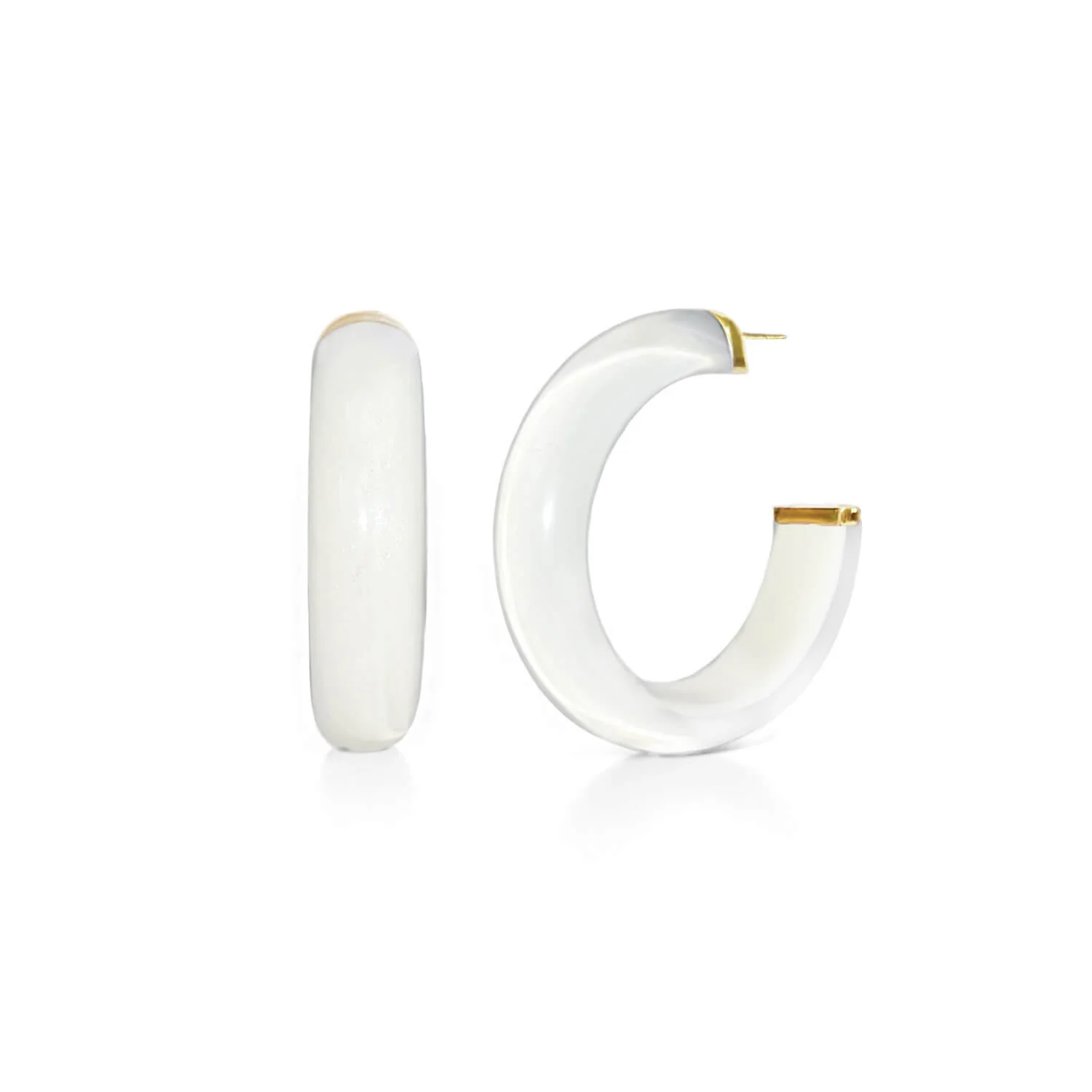 Image of Small Illusion Lucite Hoop Earrings in Neutrals