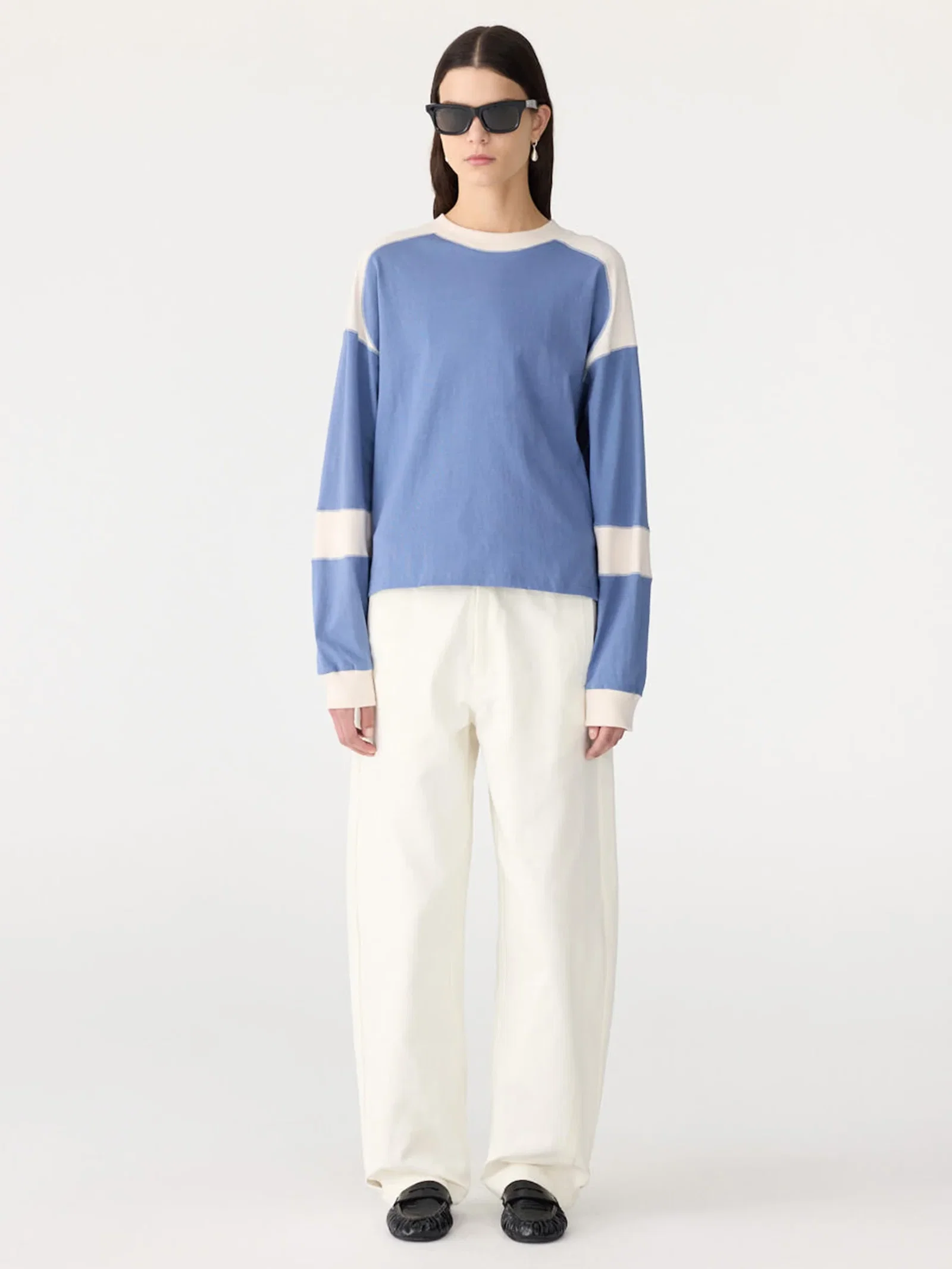Image of Long Sleeve Slouch Paneled T-Shirt
