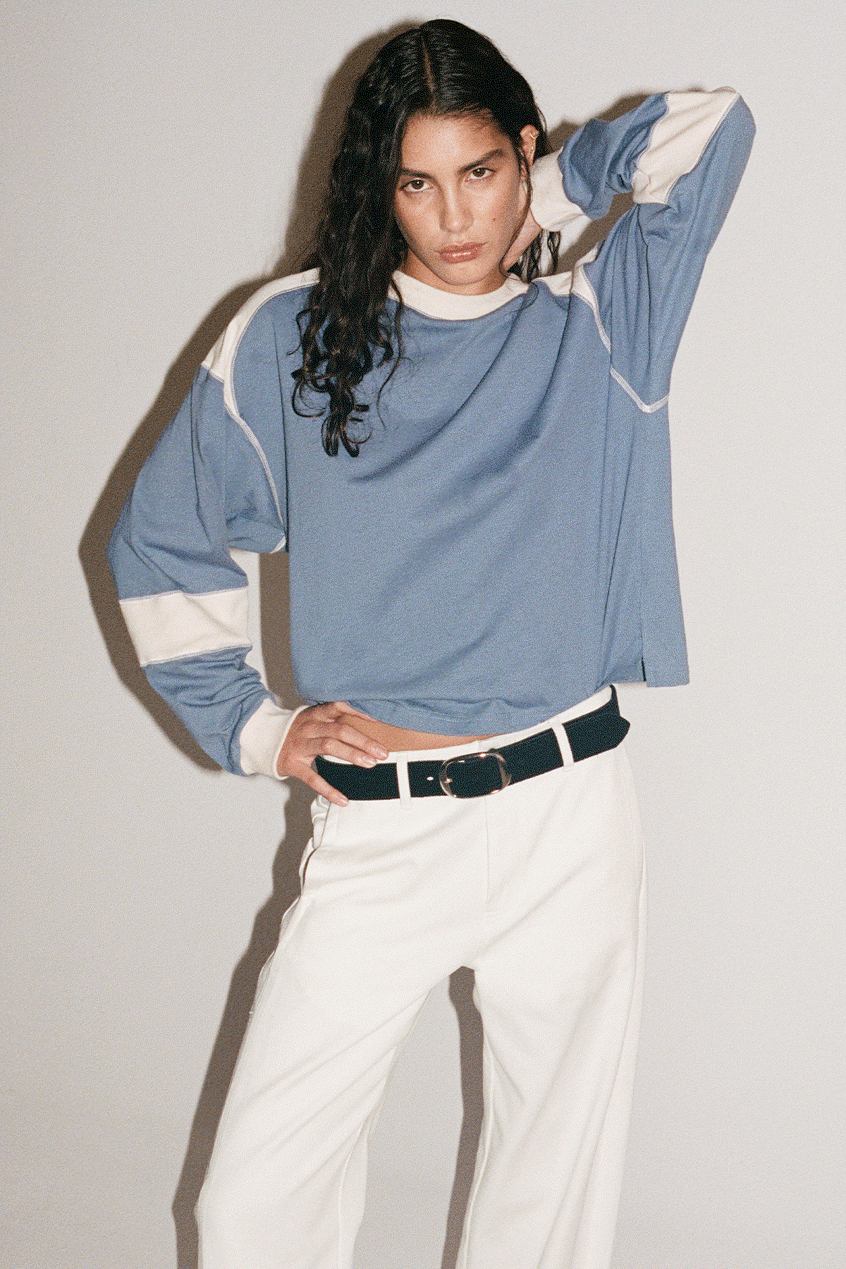 Long Sleeve Slouch Paneled T-Shirt