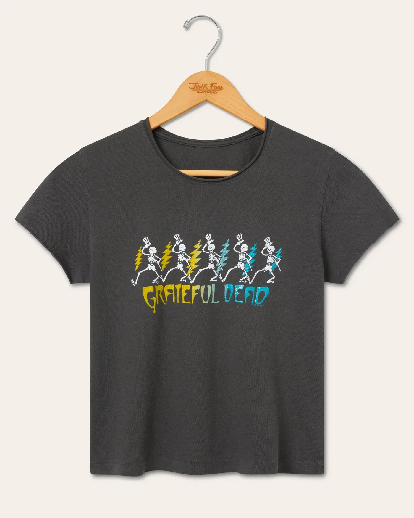 Image of Women's Grateful Dead Dancing Skeletons Vintage Baby Tee