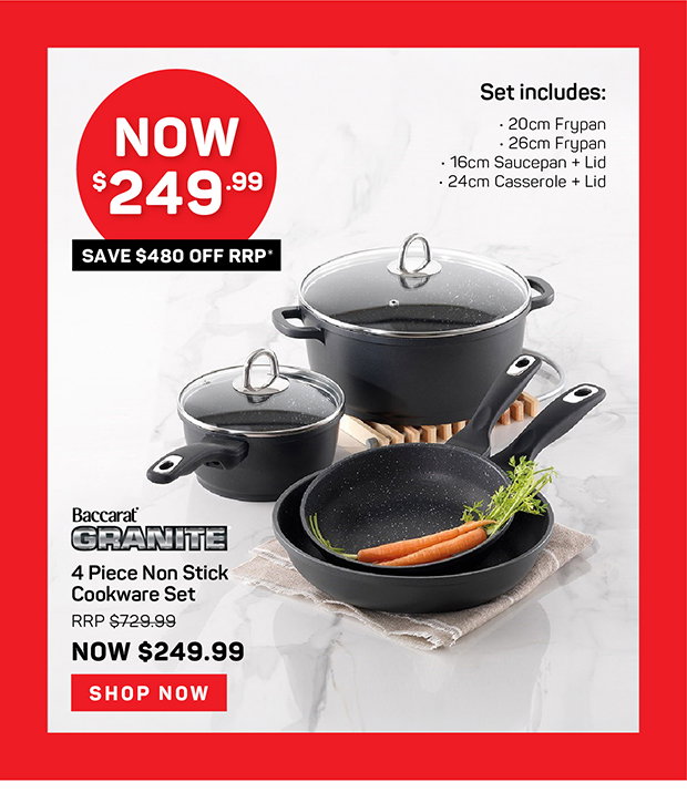 Baccarat Granite 4 Piece Non Stick Cookware Set