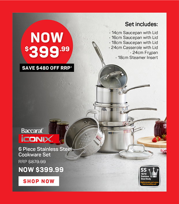 Baccarat iconiX 6 Piece Stainless Steel Cookware Set