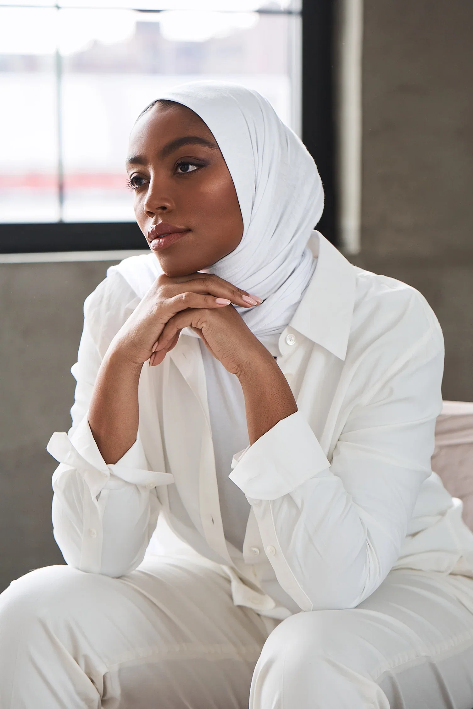 Image of Premium Jersey Hijab - White