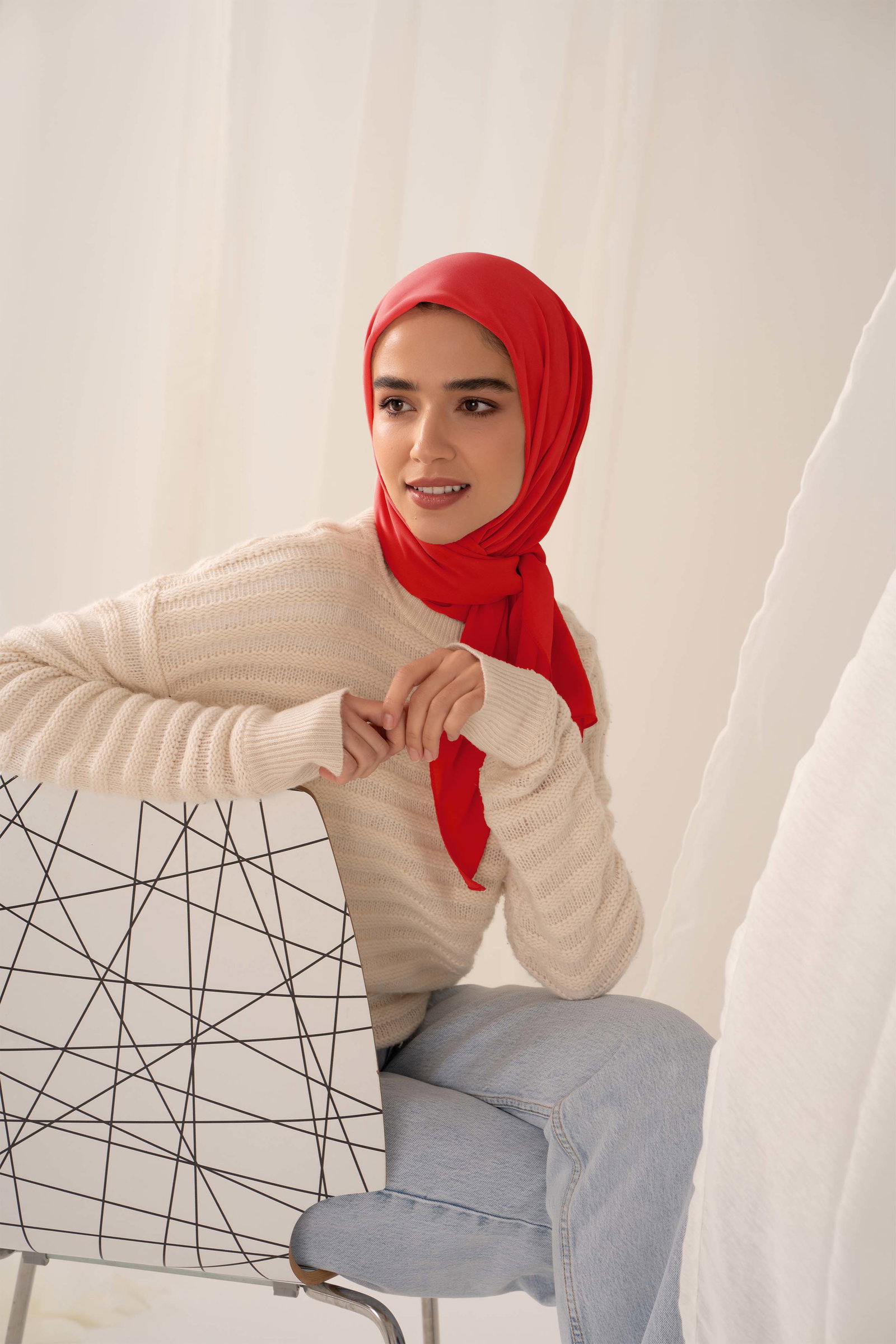 Image of Everyday Chiffon Hijab - Cherry