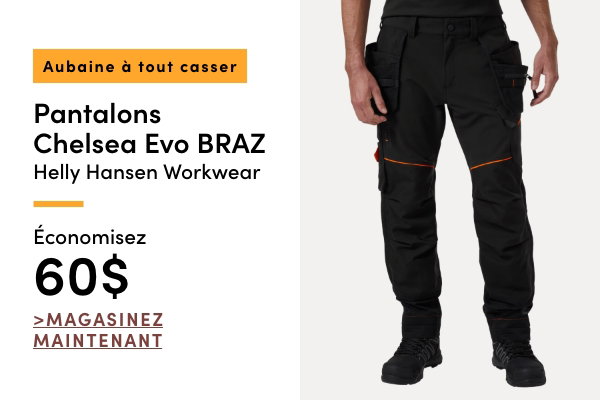 Aubaine à Tout Casser Pantalons Chelsea Evo BRAZ Helly Hansen Workwear pour femmes et pour hommes économisez 60$