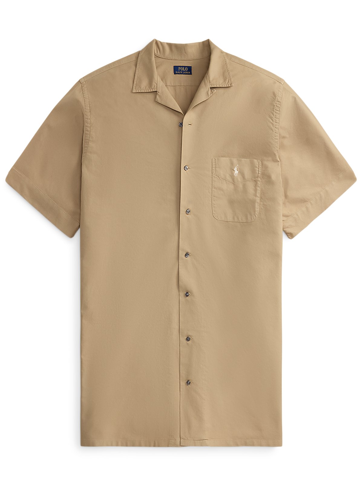 Short-sleeved cotton shirt with chest pocket and logo embroidery, Classic Fit