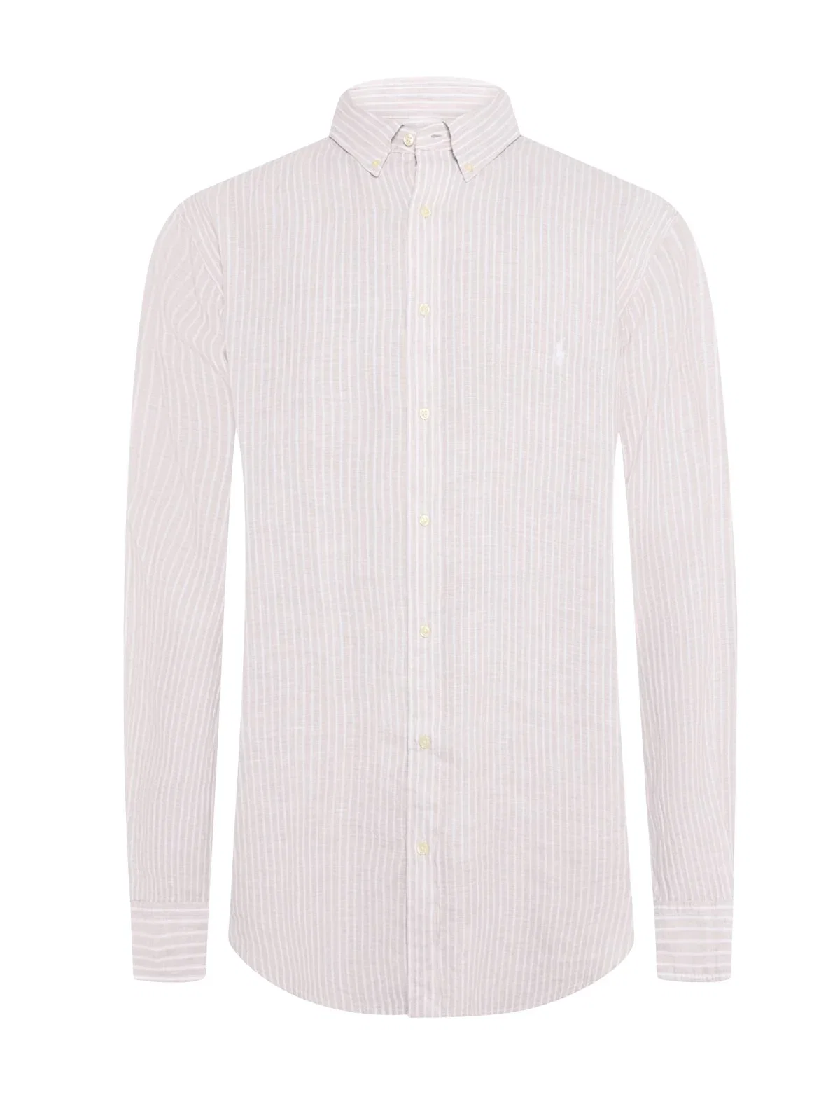 Striped linen shirt with button-down collar