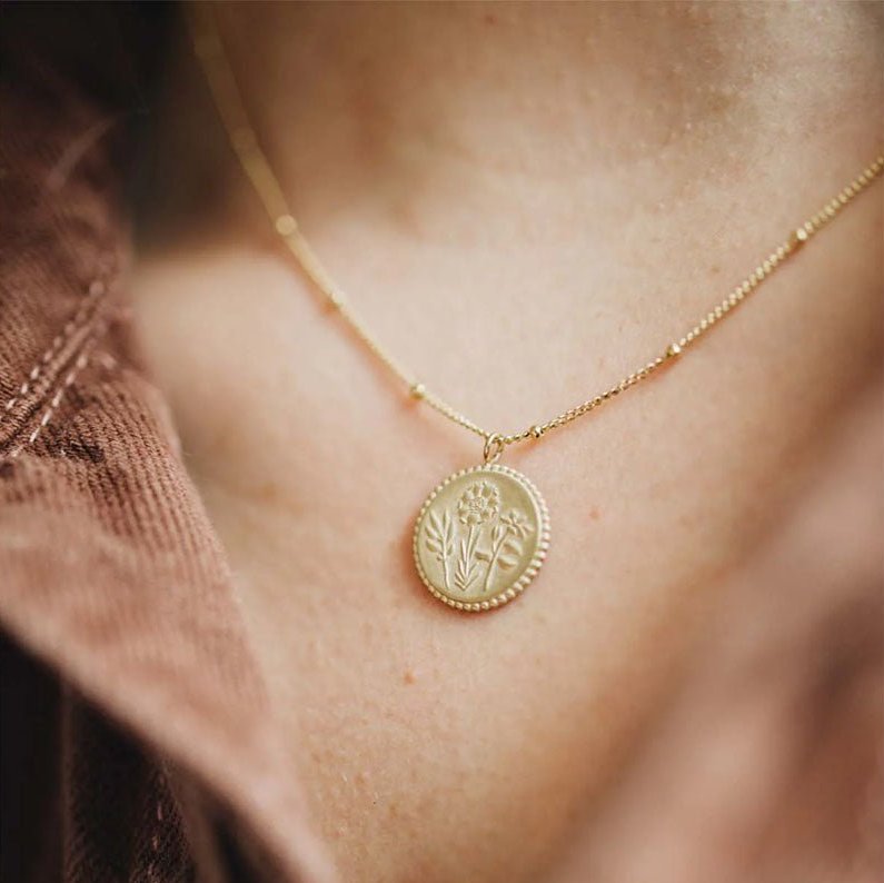 Flowers of the Holy Family Gold Filled Necklace