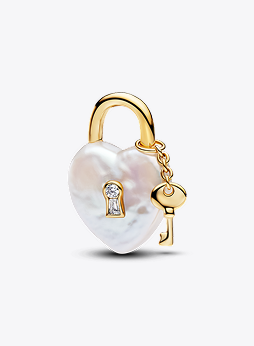 Treated Freshwater Cultured Baroque Pearl Padlock Dangle Charm