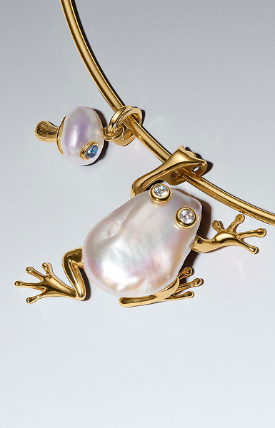 LIMITED COLLECTION  Treated Freshwater Cultured Baroque Pearl Oversized Frog Pendantext...